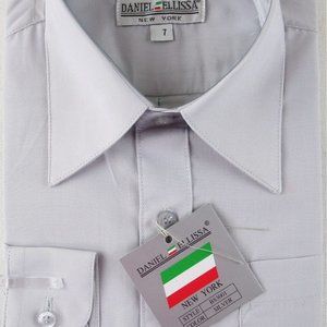 NWT Daniel Ellissa Boy's LS Silver Gray Dress Shirt, Size 7
